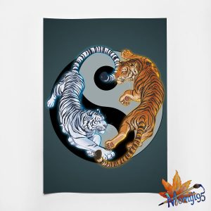 Yin yang tigers A4 illustration