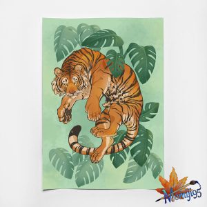 Monstera tiger A4 illustration
