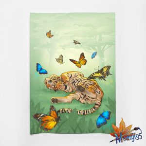 Tiger with butterflies A4 illustration