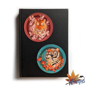 Lot of 4 round seasonal tigers mega-stickers