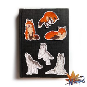 Lot of 6 fox and wolf stickers